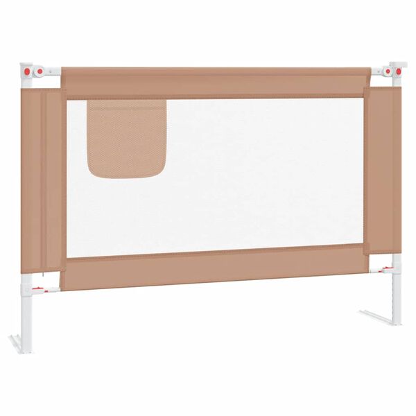 vidaXL Barandilla de seguridad cama de ni&ntilde;o taupe tela 100x25 cm