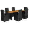 vidaXL Set de comedor de jard&iacute;n 7 pzas y cojines rat&aacute;n sint&eacute;tico negro