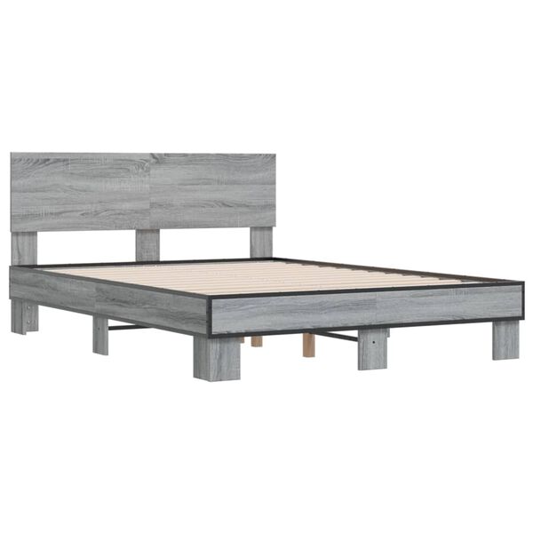 vidaXL Estructura cama madera ingenier&iacute;a metal gris Sonoma 140x190 cm
