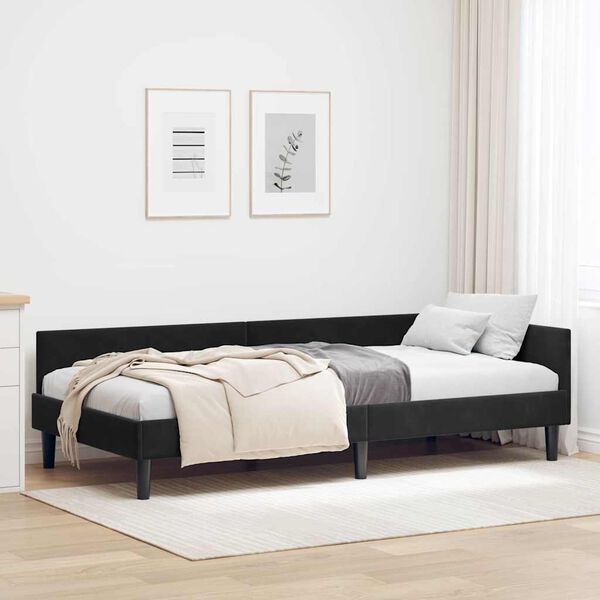 vidaXL Estructura de cama en esquina Negro 100 cm x 200 cm Terciopelo