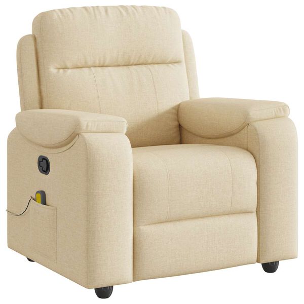 vidaXL Sill&oacute;n de masaje reclinable de tela crema