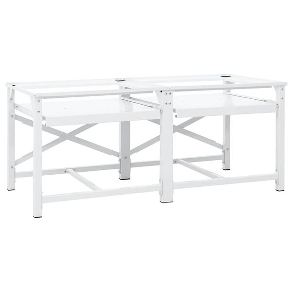 vidaXL Soporte pedestal doble lavadora con estantes extra&iacute;bles blanco