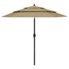 vidaXL Sombrilla jard&iacute;n de 3 niveles con palo de aluminio taupe 2,5 m