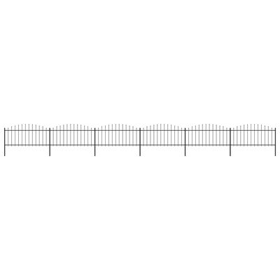 vidaXL Valla de jardín con punta de lanza acero negro (0,5-0,75)x10,2m