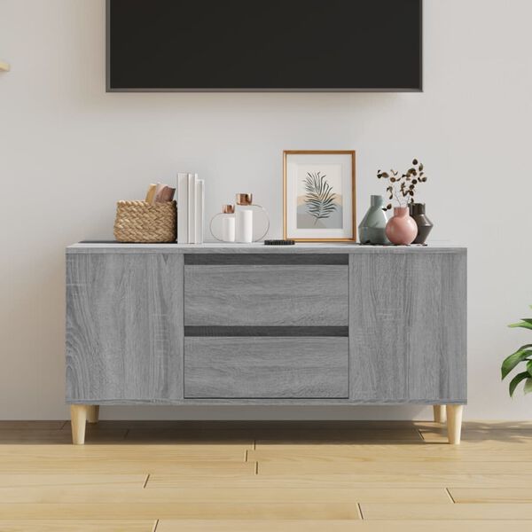 vidaXL Mueble de TV madera contrachapada gris Sonoma 102x44,5x50 cm