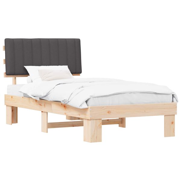 vidaXL Estructura de Cama con Cabecera Tapizada Gris oscuro