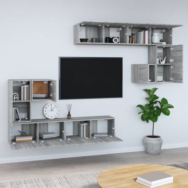 vidaXL Mueble de pared para TV madera contrachapada gris sonoma