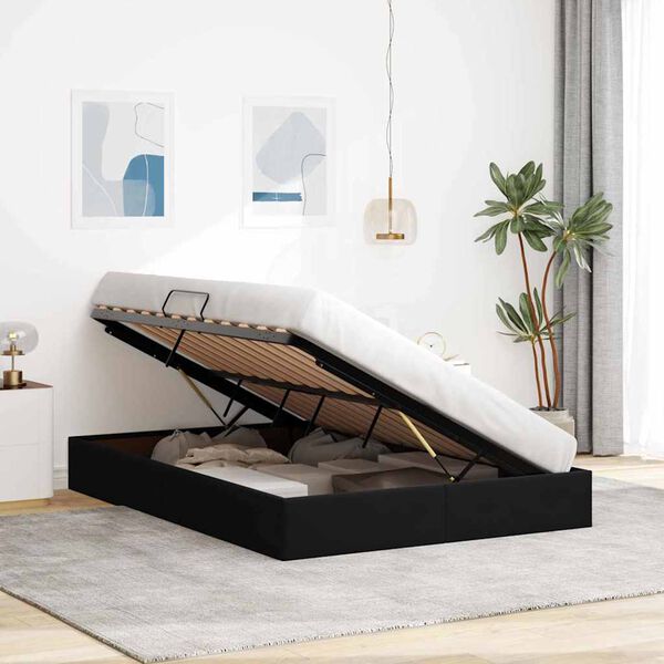 vidaXL Cama con almacenamiento Negro 135 x 190 cm Terciopelo