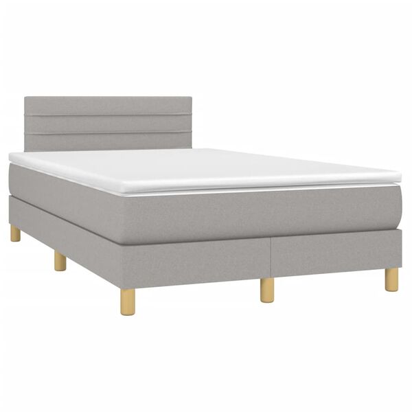vidaXL Cama box spring con colch&oacute;n tela gris claro 120x190 cm