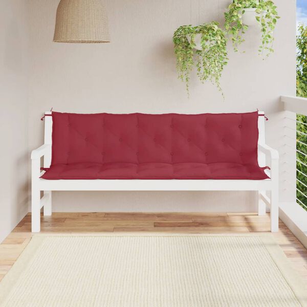vidaXL Cojines de banco de jard&iacute;n 2 uds rojo tinto 180x50x7 cm