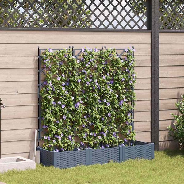vidaXL Macetero de Jard&iacute;n 3 pcs Gris Claro 120 x 40 x 125,5 cm Acero