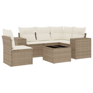 vidaXL Juego de sof&aacute;s jard&iacute;n con cojines 6 pzas rat&aacute;n sint&eacute;tico beige