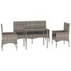 vidaXL Set de muebles de jard&iacute;n 4 pzas y cojines rat&aacute;n sint&eacute;tico gris
