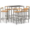 vidaXL Mesa bar y taburetes jard&iacute;n 7 pzas madera acacia rat&aacute;n PE gris