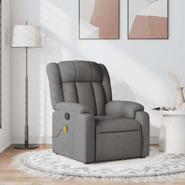vidaXL Sill&oacute;n de masaje reclinable de tela gris oscuro