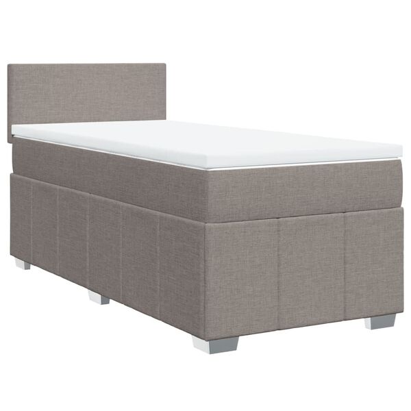 vidaXL Cama box spring con colch&oacute;n tela gris taupe 90x200 cm