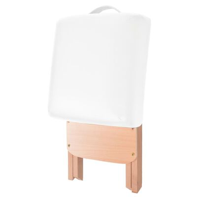 vidaXL Taburete de masaje plegable con asiento 12 cm de grosor blanco