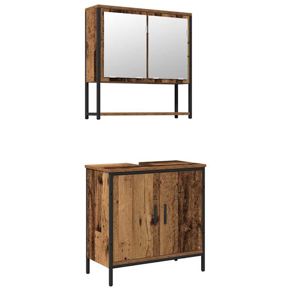 vidaXL Juego de muebles de ba&ntilde;o 2 pcs Marr&oacute;n Madera contrachapada