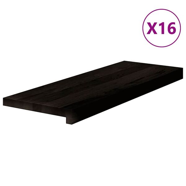 vidaXL Pelda&ntilde;os de escalera 16 uds madera maciza roble marr&oacute;n oscuro