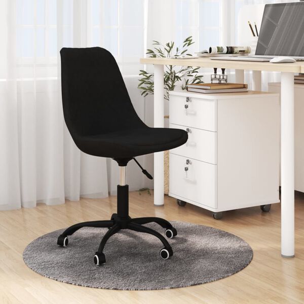 vidaXL Silla de oficina giratoria de tela negra