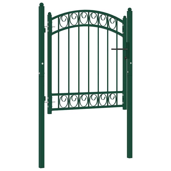 vidaXL Puerta de jard&iacute;n con arco superior acero verde 100x86 cm