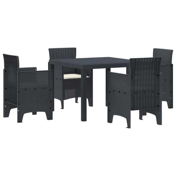 vidaXL Conjunto de Comedor de Jardín 5 pcs Antracita Ratan Polt