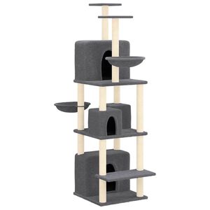 vidaXL Rascador para gatos con postes de sisal gris oscuro 180 cm