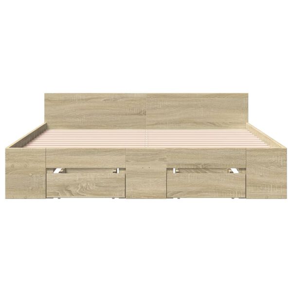 vidaXL Cama con cajones madera de ingenier&iacute;a roble Sonoma 120x190 cm