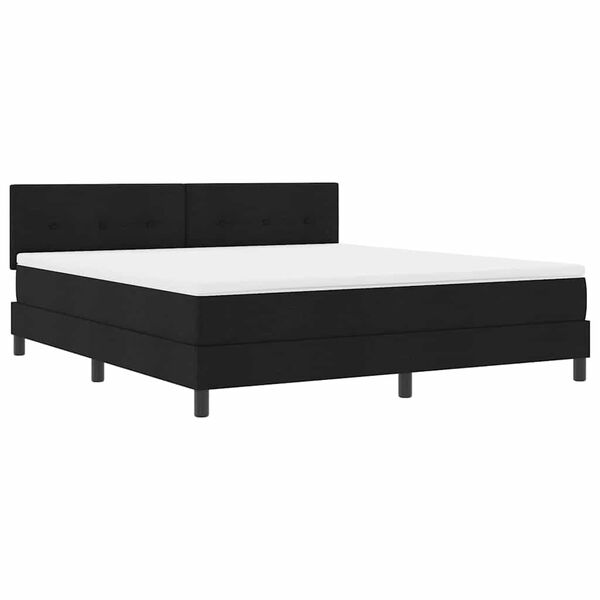 vidaXL Cama tipo Box Spring con colch&oacute;n Negro 180 x 200 cm tela