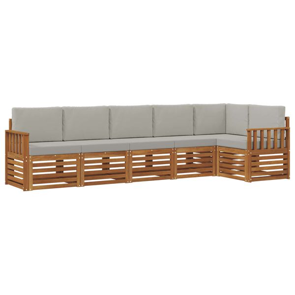 vidaXL Juegos de sof&aacute;s con coj&iacute;n 6 pcs Gris Natural y Claro