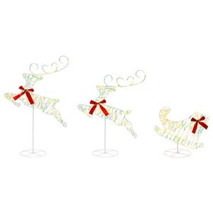 vidaXL Reno de Navidad con trineo 3 uds. 72 LED Blanco C&aacute;lido
