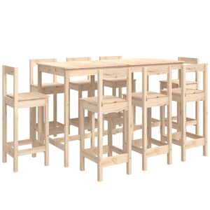 vidaXL Set de bar 9 piezas madera maciza de pino