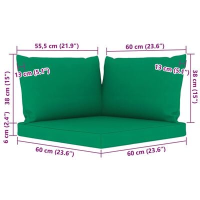vidaXL Set de muebles de jardín 9 piezas con cojines verdes