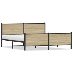 vidaXL Estructura de cama sin colch&oacute;n metal roble Sonoma 183x213 cm