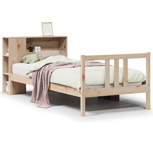 vidaXL Cama con estanter&iacute;a sin colch&oacute;n madera maciza de pino 90x190 cm