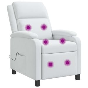 vidaXL Silla de masajes reclinable Blanco Tela