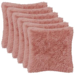 vidaXL Funda de almohada 6 uds. HEERLEN Rosa 30 x 30 cm Fleece PV