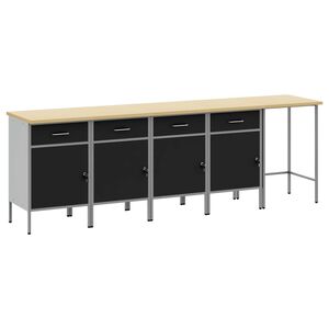 vidaXL Conjunto de armarios de trabajo con caj&oacute;n 5 uds. Negro y Gris