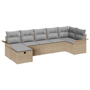 vidaXL Conjunto de sof&aacute; de jard&iacute;n con coj&iacute;n 7 pcs Beige y Gris Claro