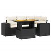 vidaXL Set de muebles de jard&iacute;n 5 pzas y cojines rat&aacute;n sint&eacute;tico negro