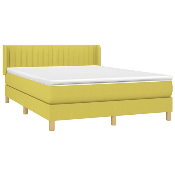vidaXL Cama box spring con colch&oacute;n tela verde 140x190 cm
