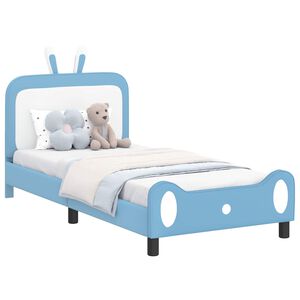 vidaXL Cama para niños con cabecero con cabecera Azul 90 x 200 cm PU