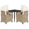 vidaXL Set comedor de jard&iacute;n 5 pzas con cojines rat&aacute;n sint&eacute;tico beige