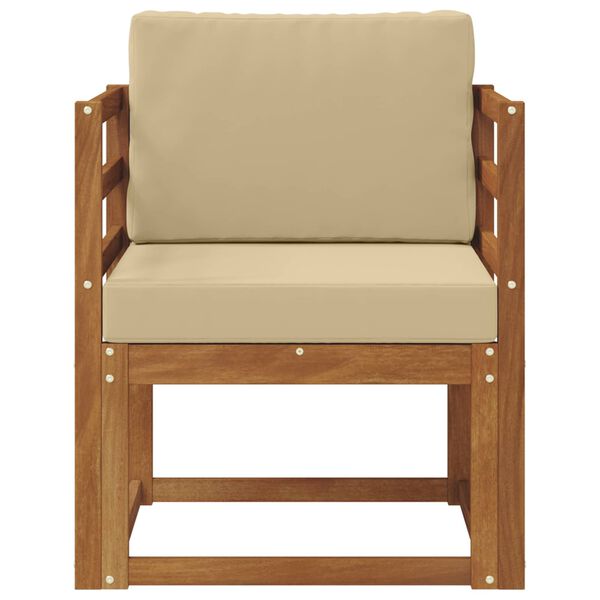 vidaXL Sof&aacute; de exterior Madera de Acacia S&oacute;lida y Poli&eacute;ster Natural