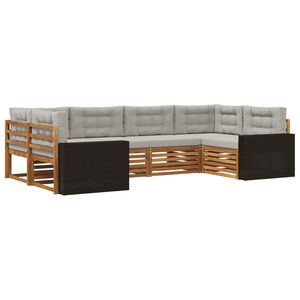 vidaXL Conjunto de sof&aacute;s de exterior 6 pcs Natural y Gris Claro
