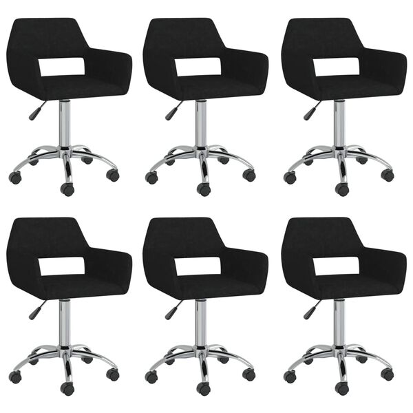 vidaXL Sillas de comedor giratorias 6 unidades tela negro