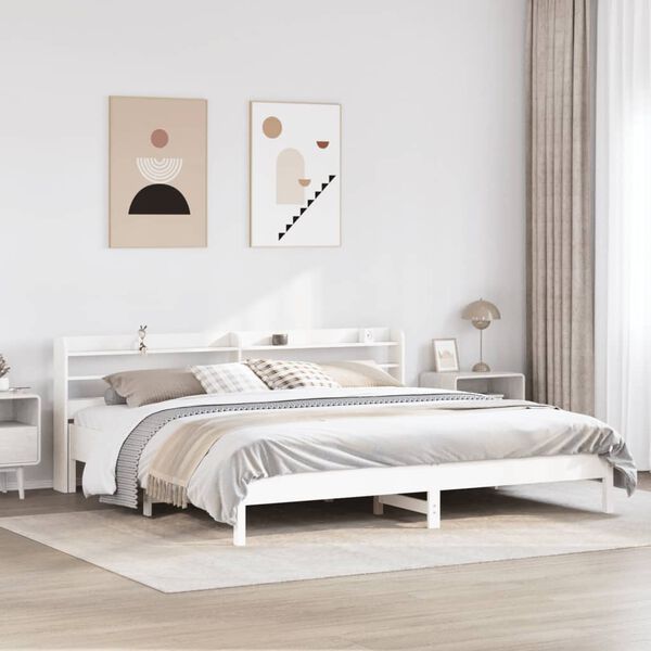 vidaXL Cama sin colch&oacute;n madera maciza de pino blanca 180x200 cm