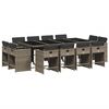 vidaXL Set comedor de jard&iacute;n con cojines 13 pzas rat&aacute;n sint&eacute;tico gris