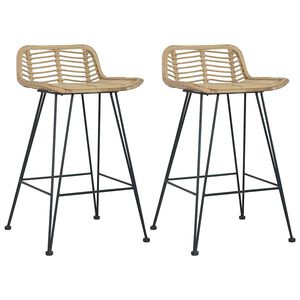vidaXL Taburetes de cocina 2 unidades rat&aacute;n natural
