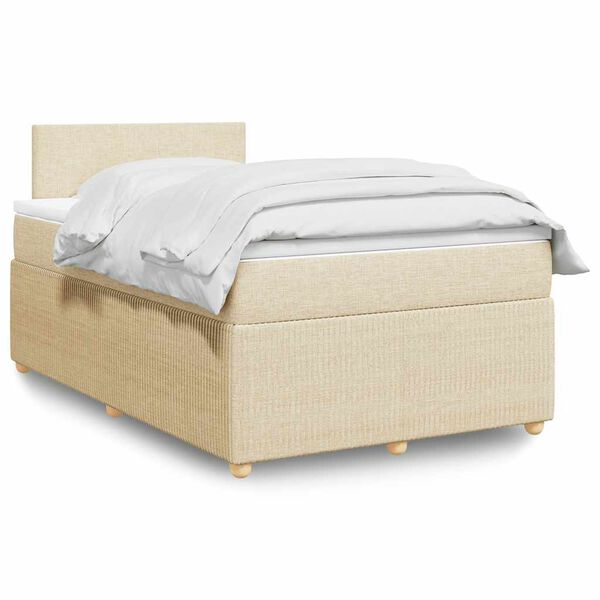 vidaXL Cama box spring con colch&oacute;n tela color crema 120x190 cm